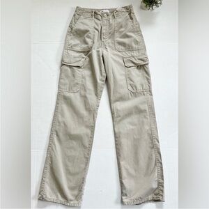 ZARA Straight Leg Cargo Pants in Tan Beige